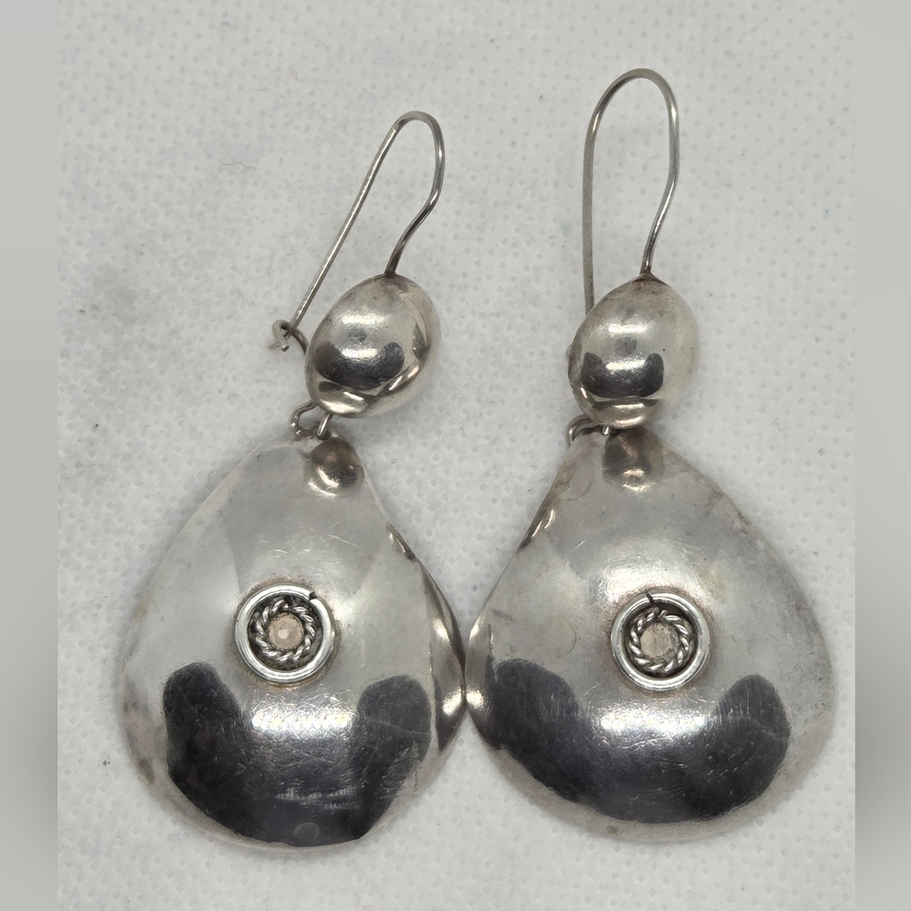 Sterling Silver Unbranded Teardrop Earrings View 3
